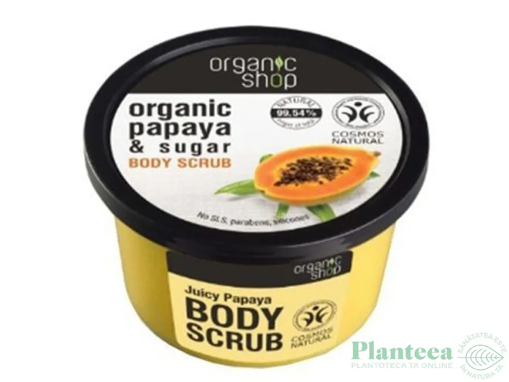 Exfoliant corp papaya zahar unt shea 250ml - ORGANIC SHOP