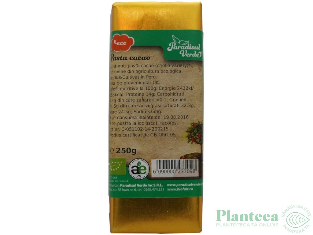 Pasta cacao eco 250g - PARADISUL VERDE