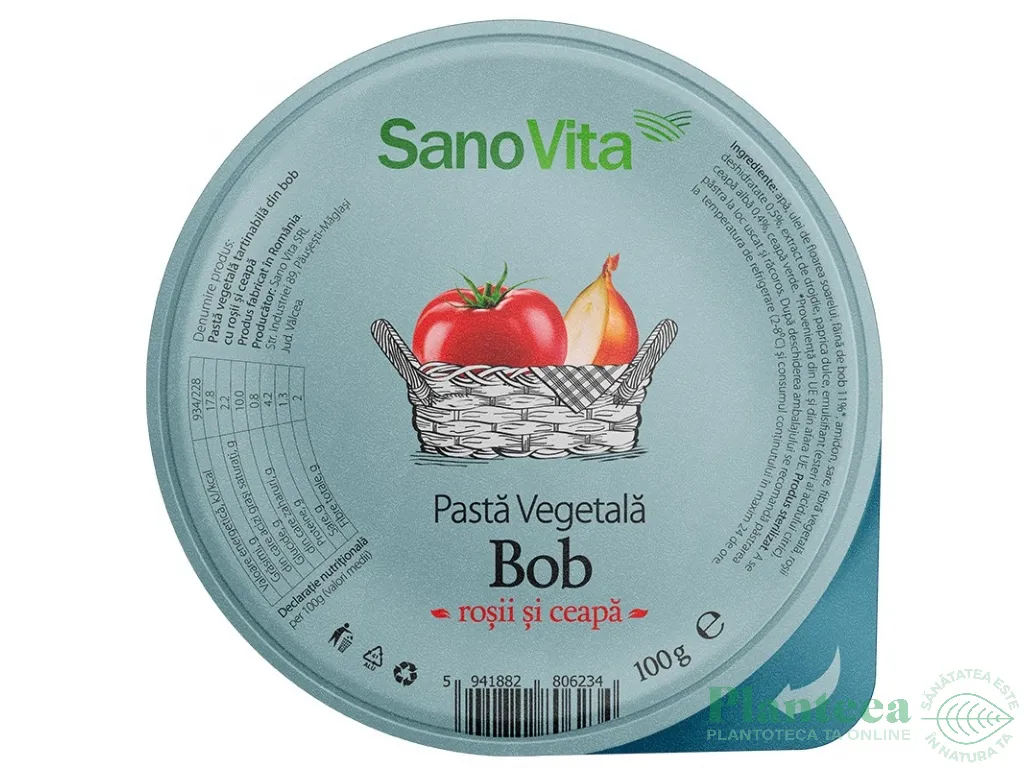 Pate vegetal bob rosii ceapa 100g - SANOVITA