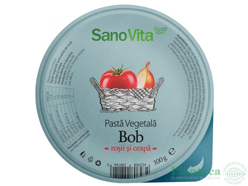 Pate vegetal bob rosii ceapa 100g - SANOVITA