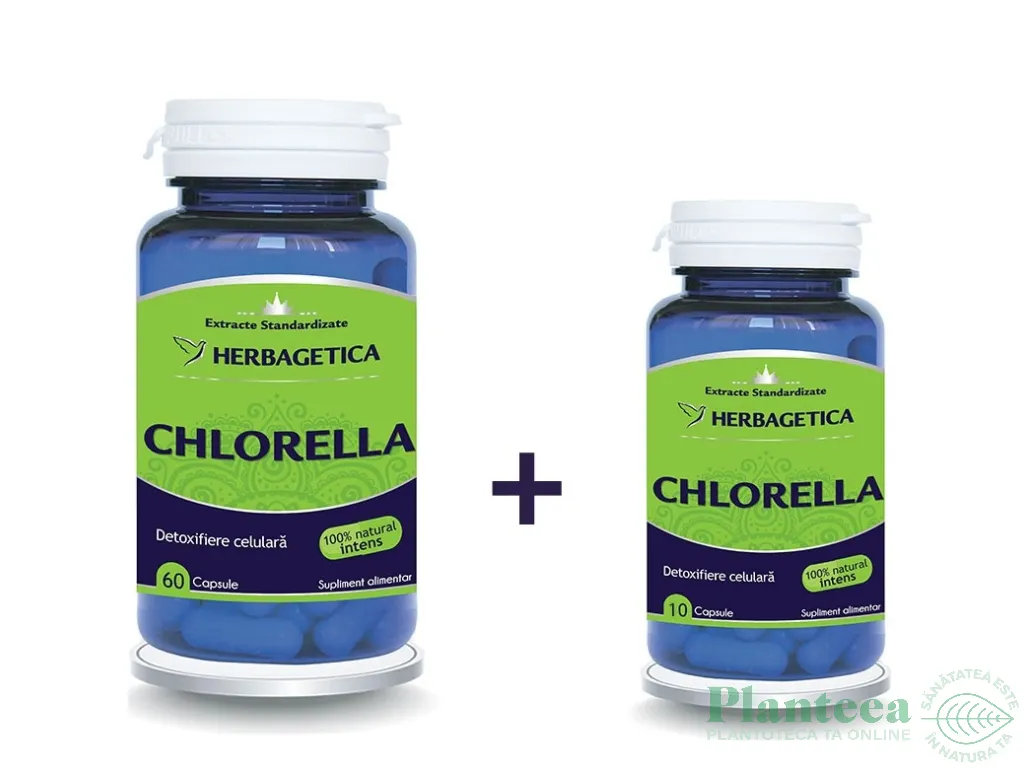 Pachet Chlorella 410mg 60+10cps - HERBAGETICA