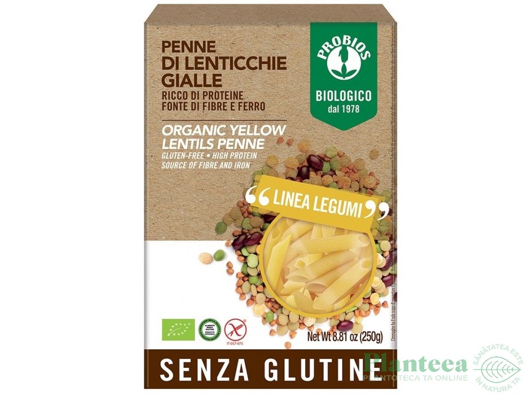 Paste penne linte galbena eco 250g - PROBIOS