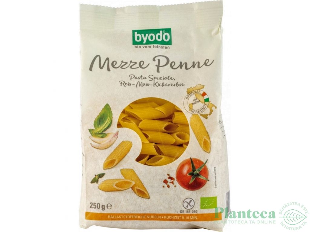 Paste penne orez porumb naut fara gluten eco 250g - BYODO