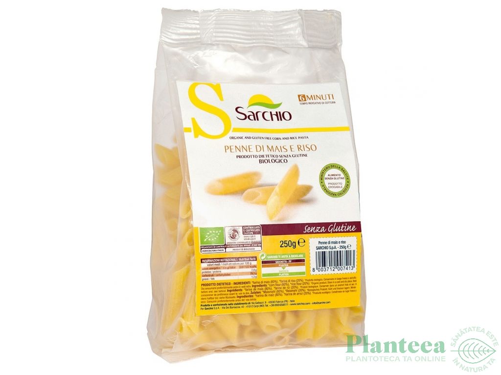 Paste penne porumb orez fara gluten eco 250g - SARCHIO