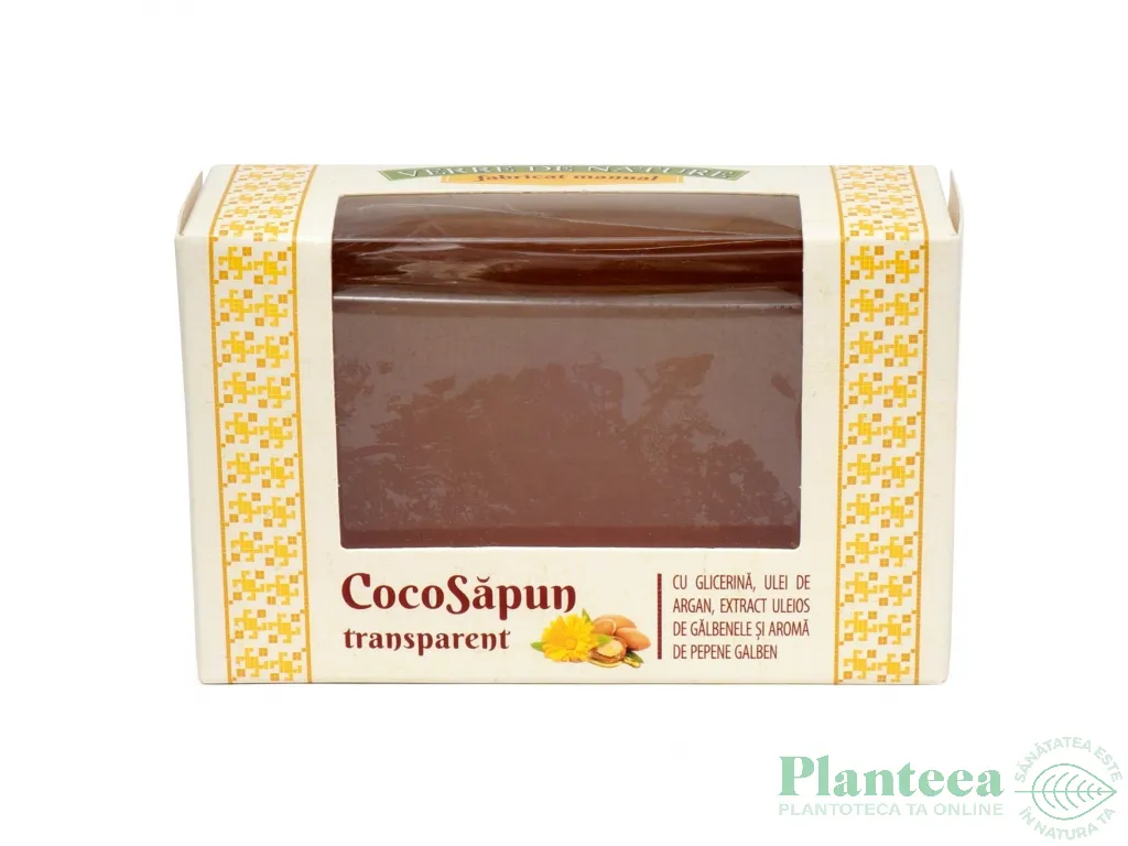 Sapun transparent Coco argan galbenele aroma pepene galben 50g - VERRE DE NATURE
