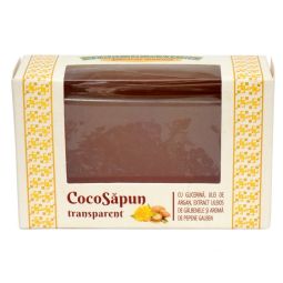 Sapun transparent Coco argan galbenele aroma pepene galben 50g - MANICOS