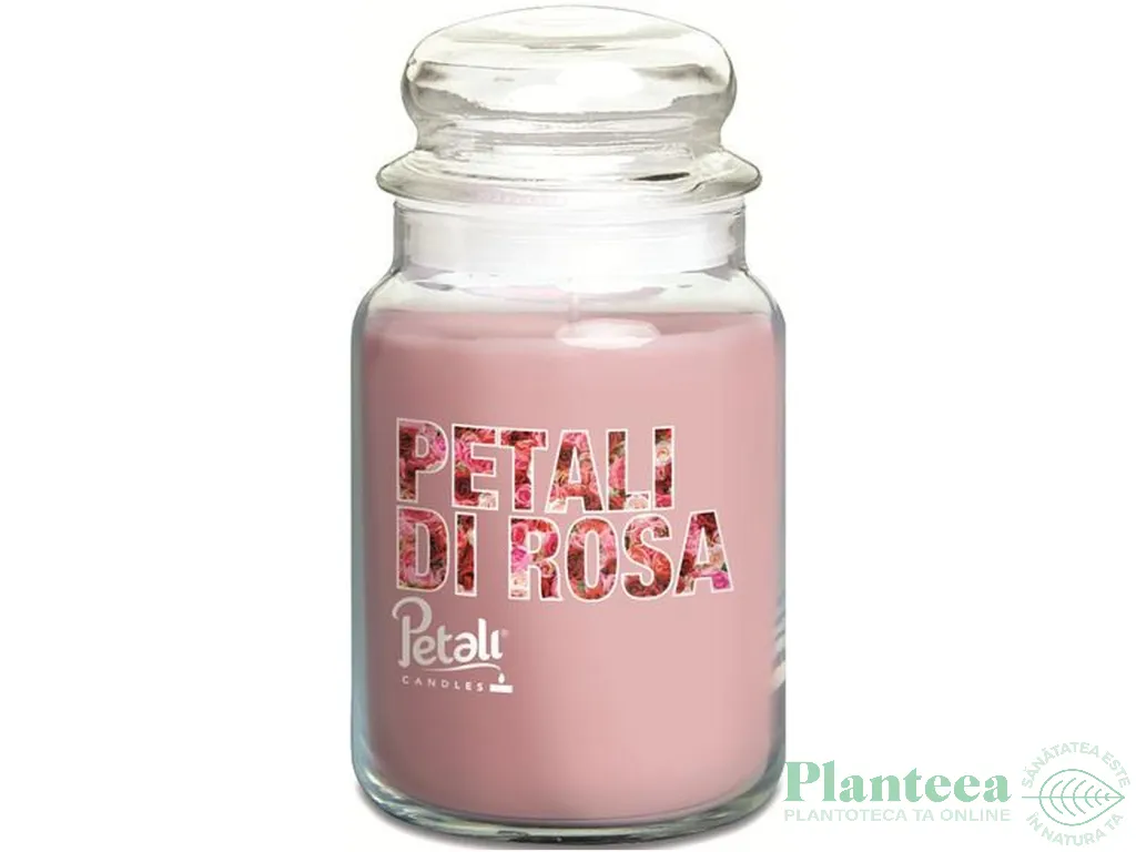 Lumanare parfumata borcan mare cu capac 100h Rose 550g - PETALI