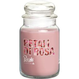 Lumanare parfumata borcan mare cu capac 100h Rose 550g - PETALI