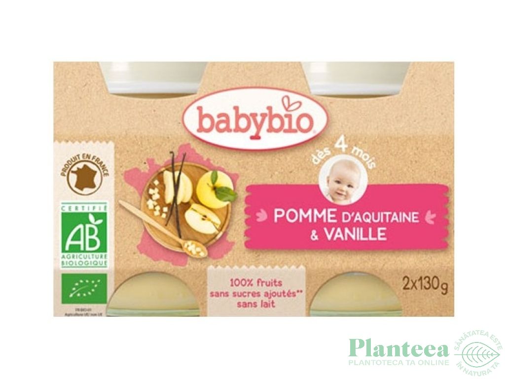 Piure mere afine bebe +4luni eco 2x130g - BABYBIO