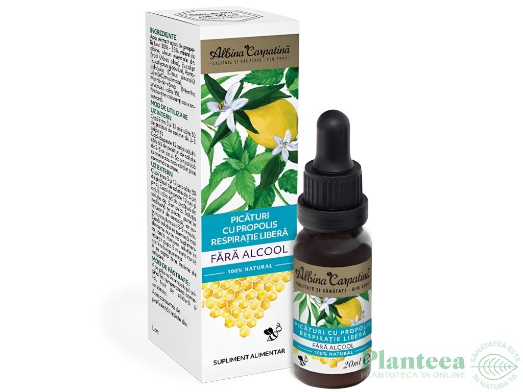 Picaturi propolis Respiratie Libera fara alcool 20ml - ALBINA CARPATINA