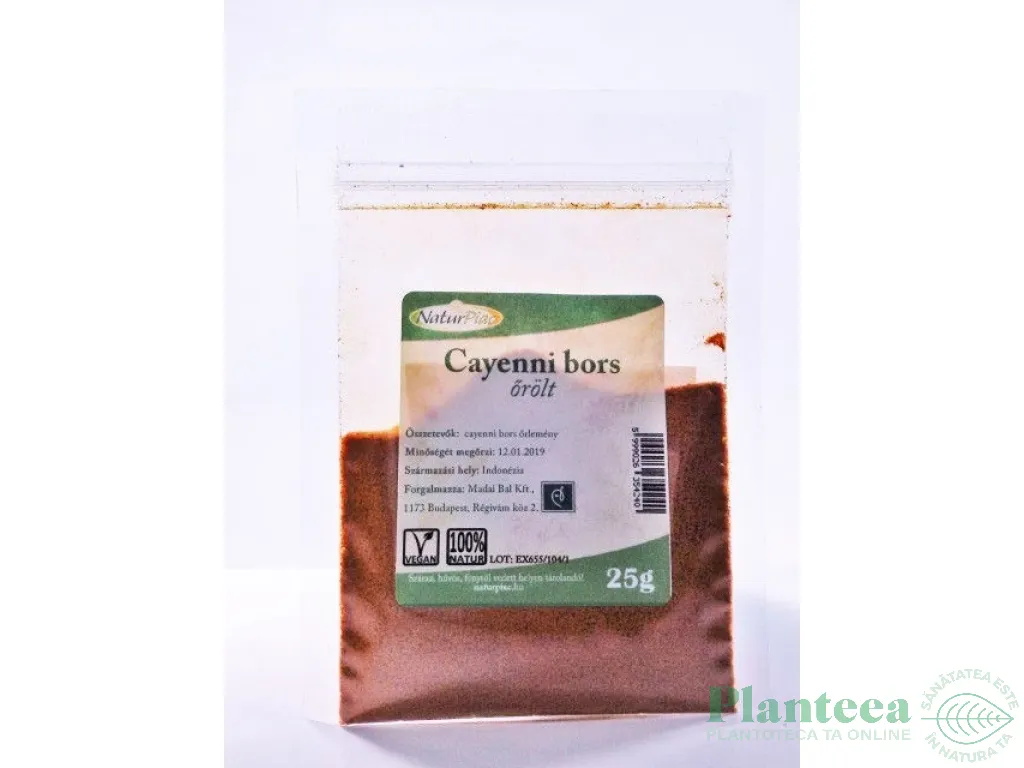 Condiment piper cayenne macinat 25g - NATURPIAC