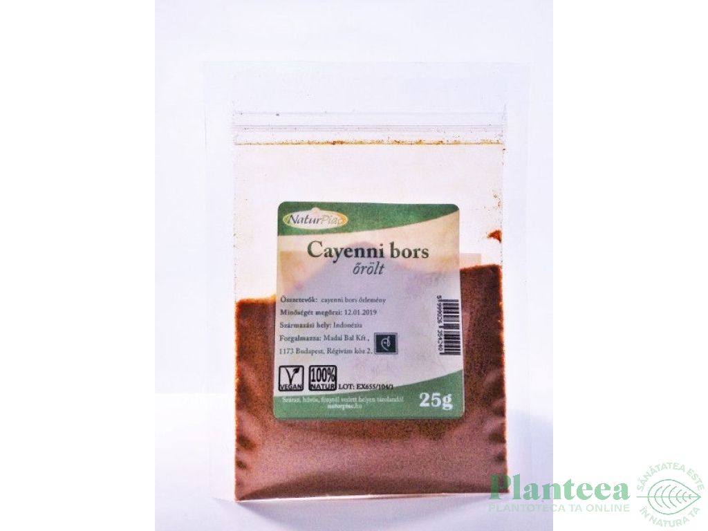 Condiment piper cayenne macinat 25g - NATURPIAC