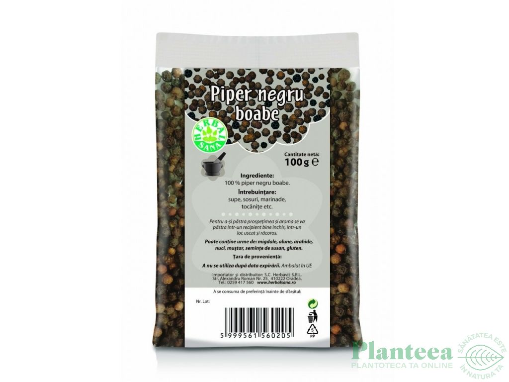 Condiment piper negru boabe 100g - HERBAL SANA
