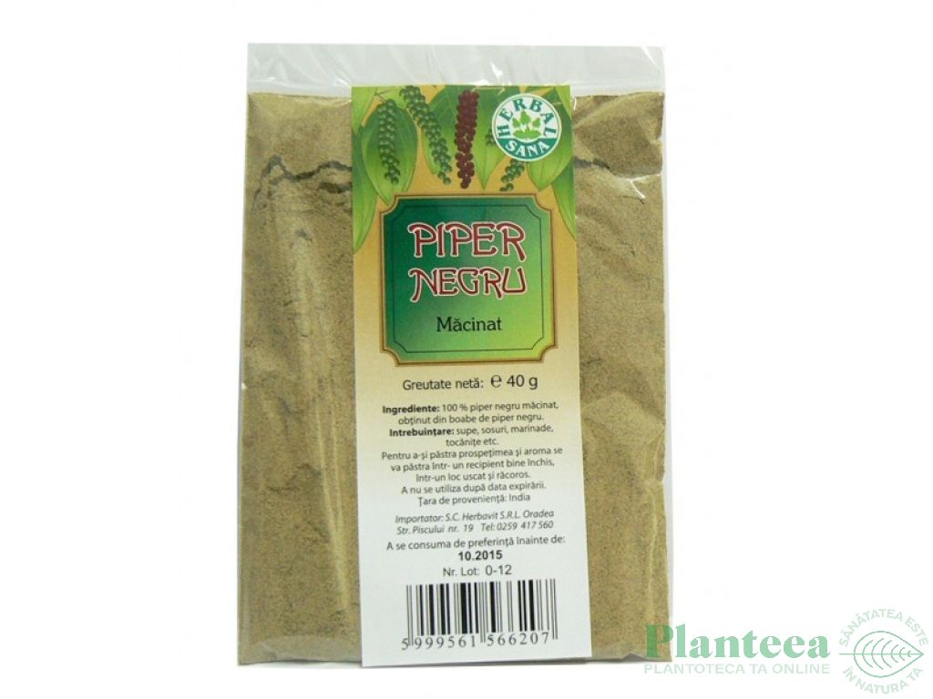 Condiment piper negru macinat 40g - HERBAL SANA