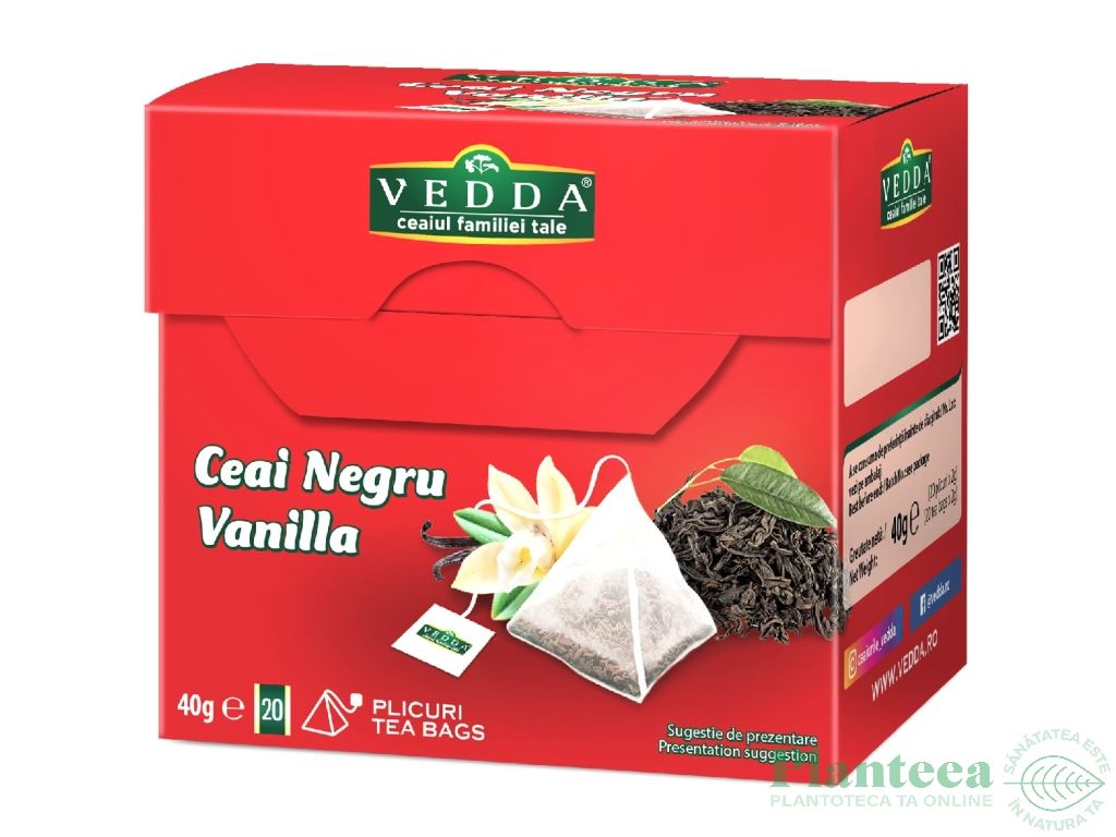 Ceai negru vanilie piramide 20x2g - VEDDA