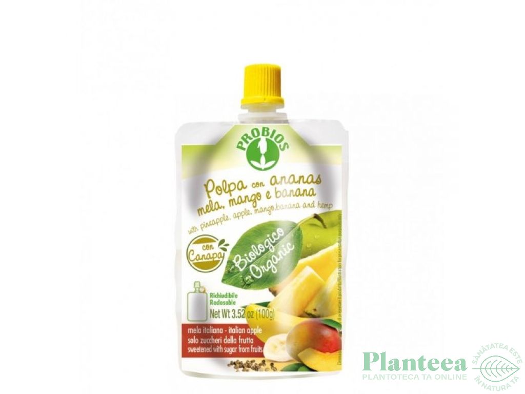 Piure mere ananas mango banane canepa eco 100g - PROBIOS