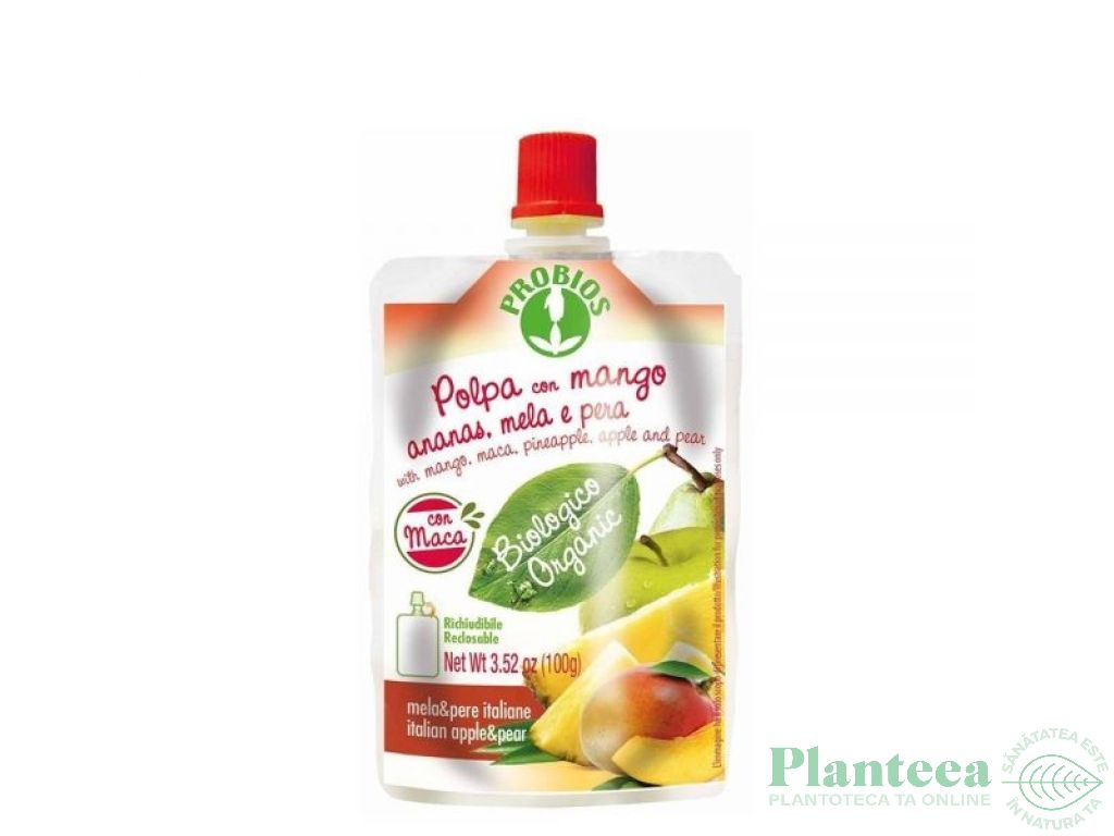 Piure mere pere ananas mango maca eco 100g - PROBIOS