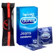 Pachet [Pasta miere pt barbati 10g+ Prezervative Durex Jeans 12b] 2b - PERFORMAX