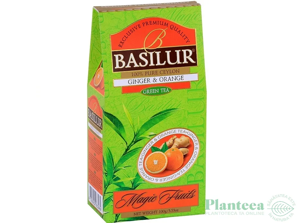 Ceai verde ceylon Magic Fruits ghimbir portocala refill 100g - BASILUR