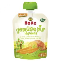 Piure morcovi cartofi dulci mazare bebe +4luni eco 90g - HOLLE