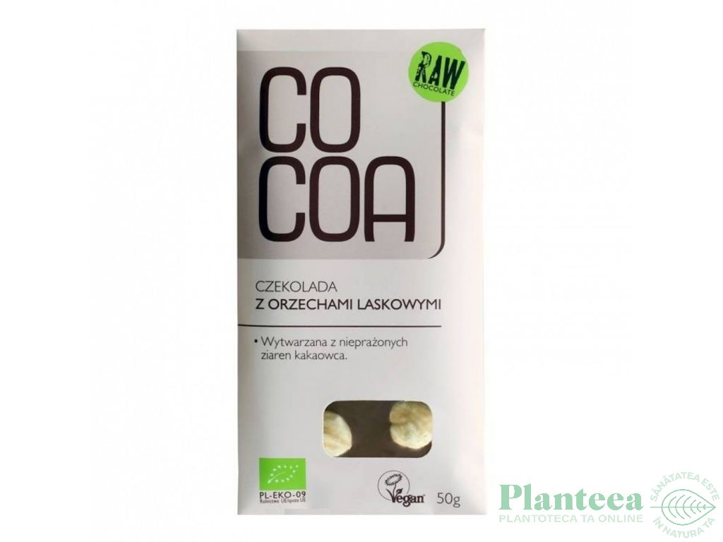 Ciocolata neagra 52% alune padure raw eco 50g - COCOA