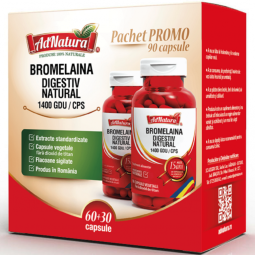 Pachet Bromelaina digestiv natural 1400 gdu 60+30cps - ADNATURA