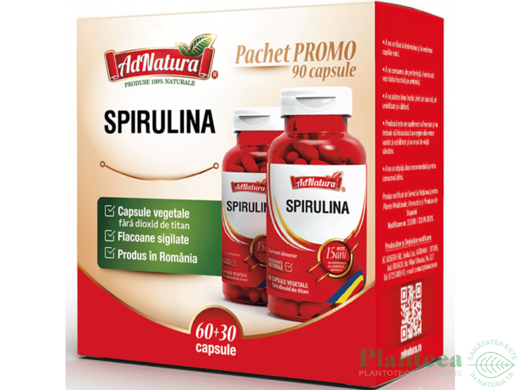 Pachet Spirulina 60+30cps - ADNATURA