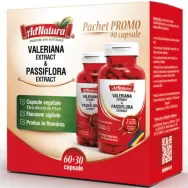 Pachet Valeriana passiflora extract 60+30cps - ADNATURA