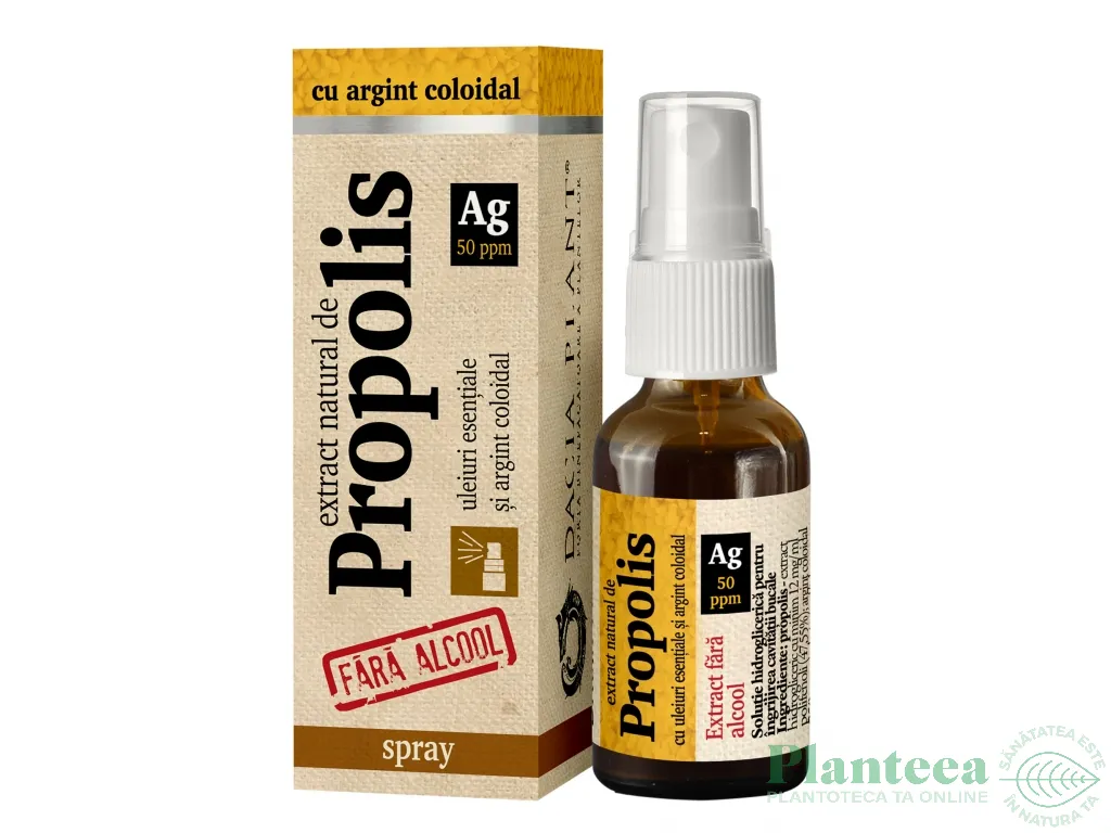 Tinctura propolis argint coloidal uleiuri esentiale fara alcool spray 20ml - DACIA PLANT