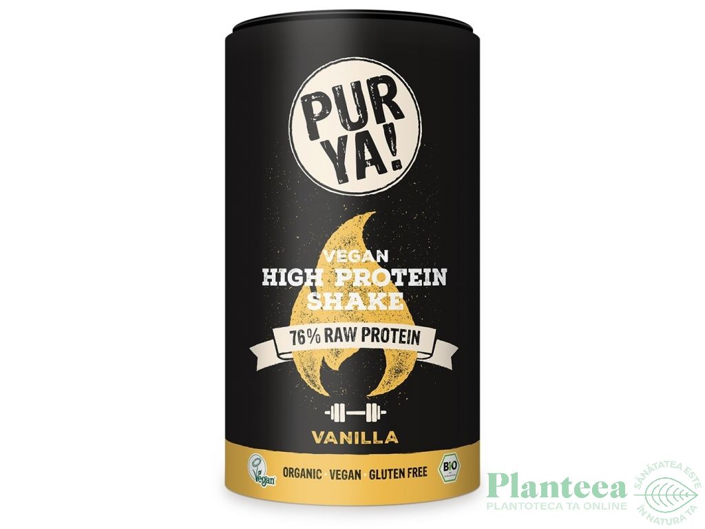 Pulbere shake proteic raw vegan High Protein vanilie eco 550g - PUR YA
