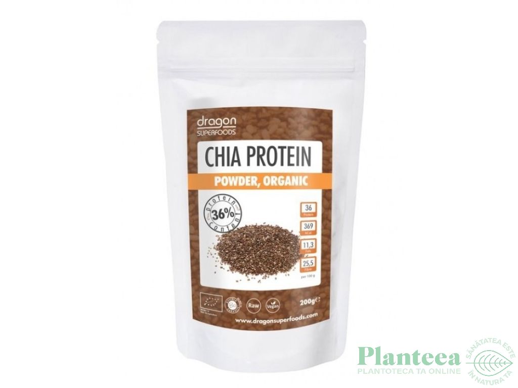 Pulbere proteica chia raw eco 200g - DRAGON SUPERFOODS