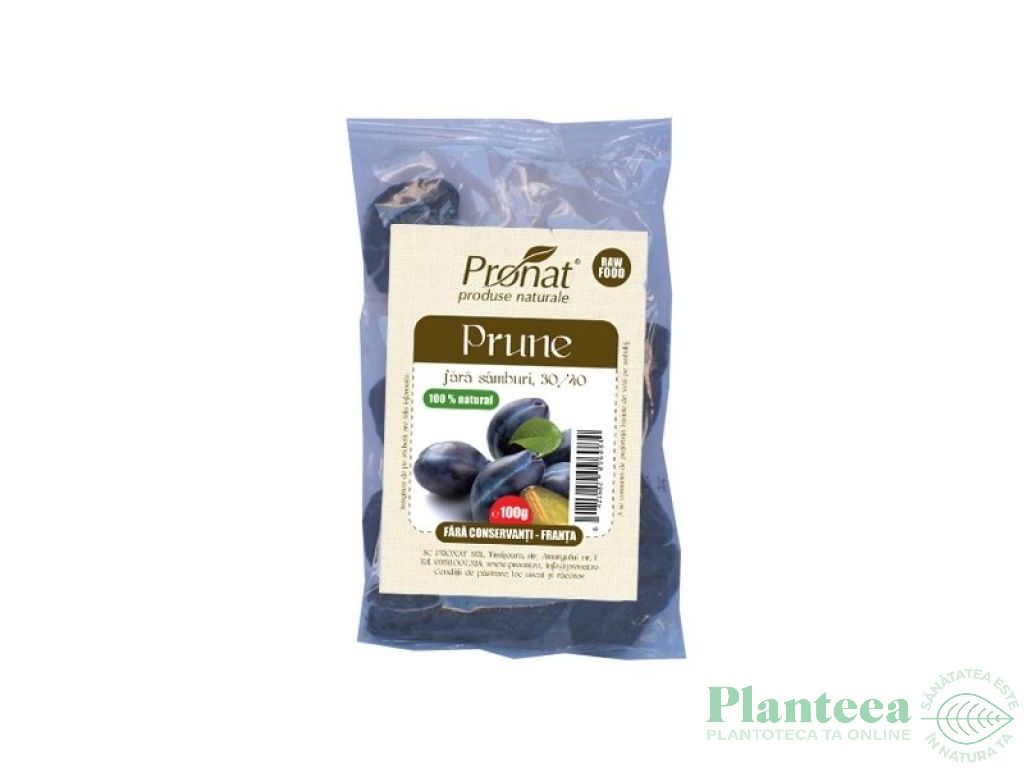 Prune uscate fara samburi natur 100g - PRONAT