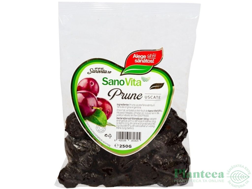 Prune uscate fara samburi 250g - SANOVITA