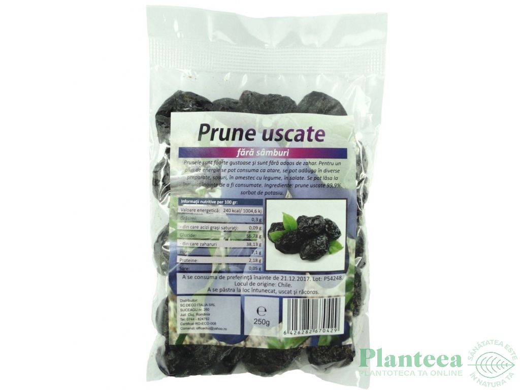 Prune mari uscate fara samburi 250g - DECO ITALIA