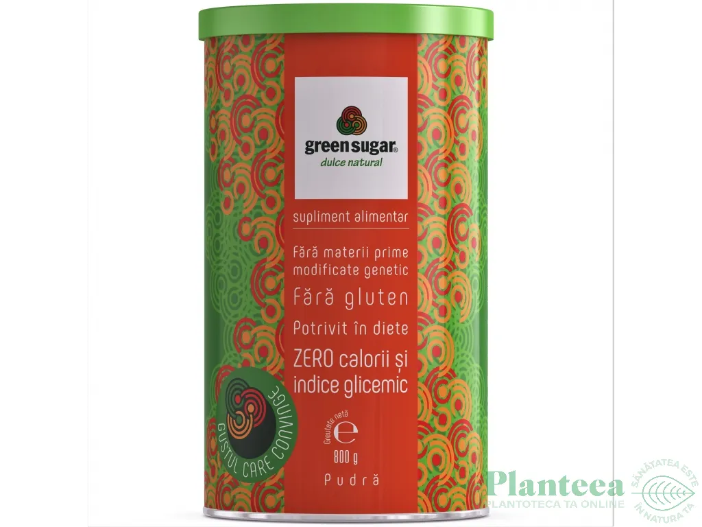 Eritritol stevie indulcitor cristalizat pudra 800g - GREEN SUGAR