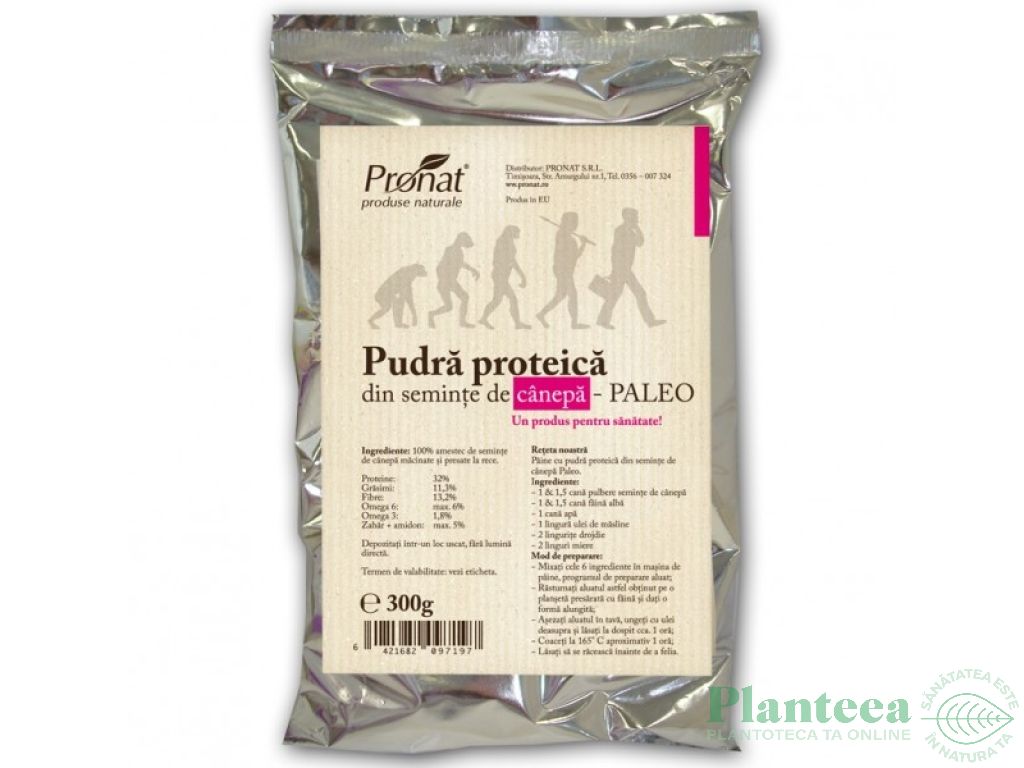 Pulbere proteica seminte canepa Paleo eco 300g - PRONAT