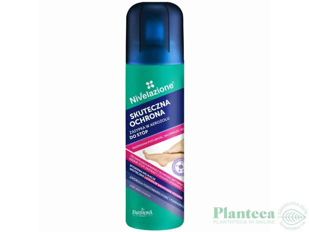 Pudra spray picioare protectoare antiperspiranta Nivelazione 180ml - FARMONA