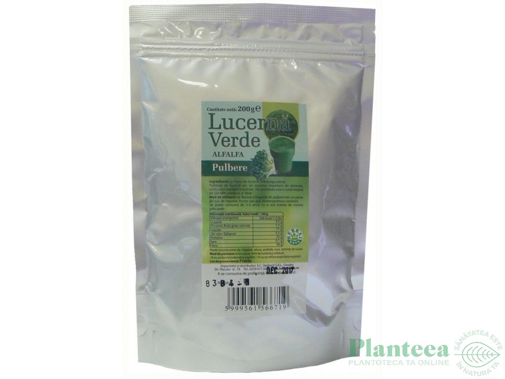 Pulbere lucerna verde [alfalfa] 200g - HERBAL SANA