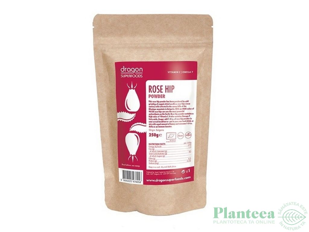 Pulbere macese raw bio 250g - DRAGON SUPERFOODS