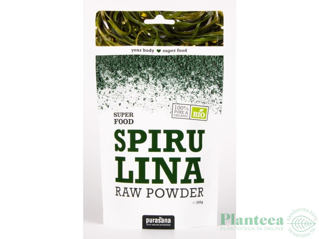 Pulbere spirulina raw bio 200g - PURASANA