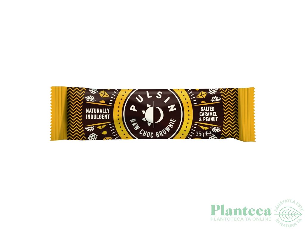 Baton ciocolata neagra arahide caramel sarat 35g - PULSIN