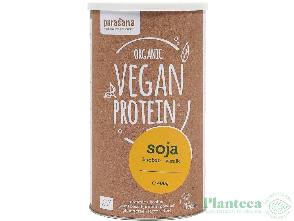 Pulbere proteica soia baobab vanilie eco 400g - PURASANA