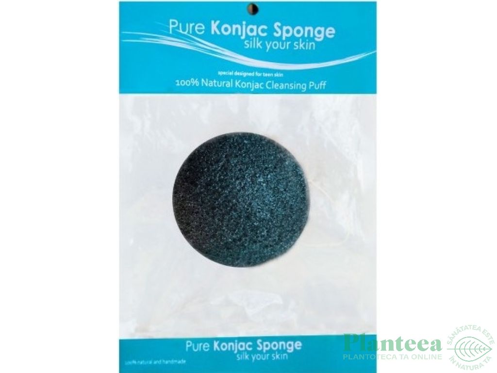 Burete konjac carbune bambus pt puncte negre 8cm - PURE KONJAC SPONGE