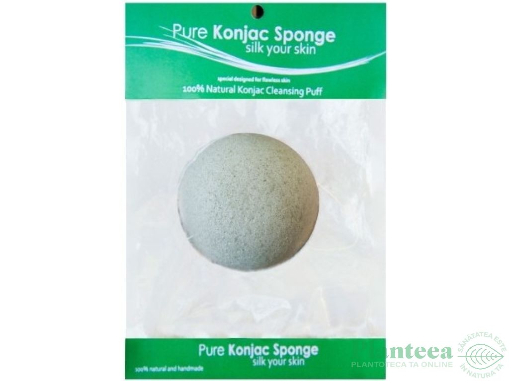 Burete konjac argila verde pt ten acneic 8cm - PURE KONJAC SPONGE