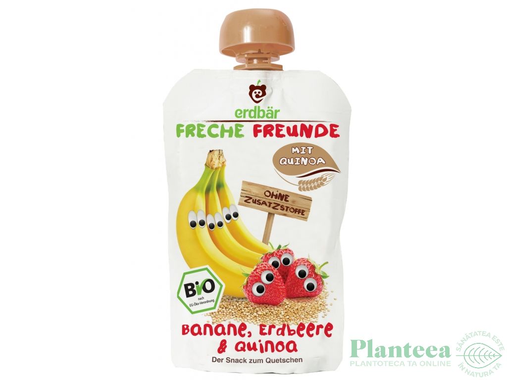 Piure banane capsuni quinoa bio 100g - ERDBAR