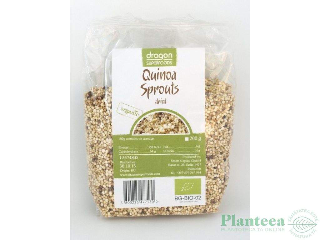 Quinoa alba germinata boabe eco 200g - DRAGON SUPERFOODS