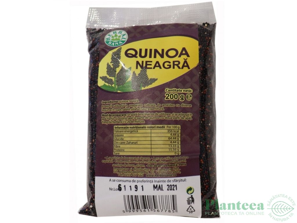 Quinoa neagra boabe 200g - HERBAL SANA