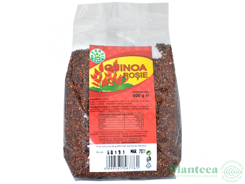 Quinoa rosie boabe 500g - HERBAL SANA