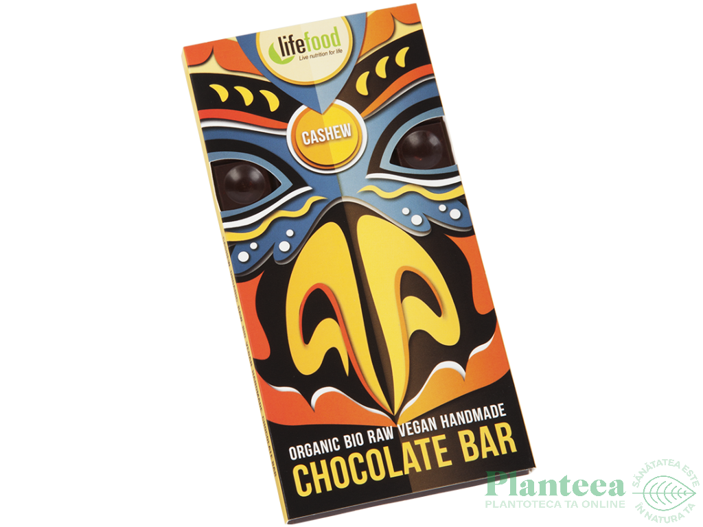 Ciocolata neagra 52% caju raw eco 70g - LIFEFOOD