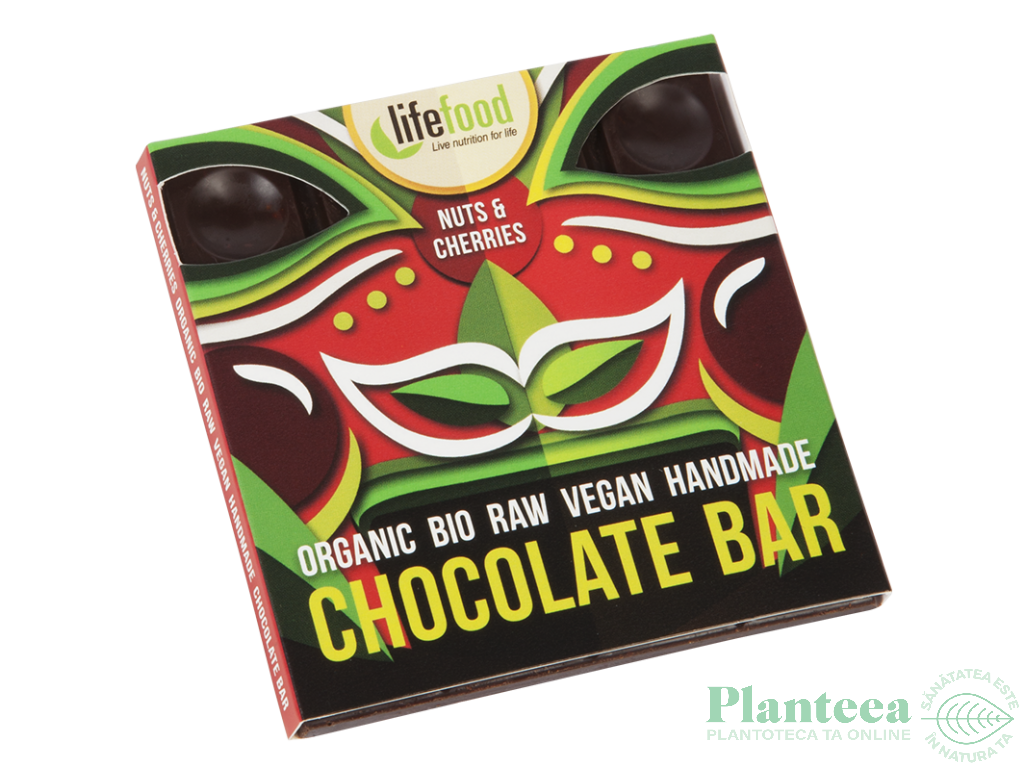 Ciocolata neagra 60% nuci cirese raw eco 35g - LIFEFOOD